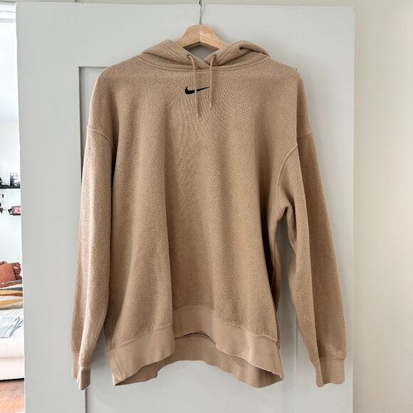 Nike Sportswear Essentials Women's Plush Hoodie Size Small Hemp Brown DD5118-200 - Picture 4 of 5